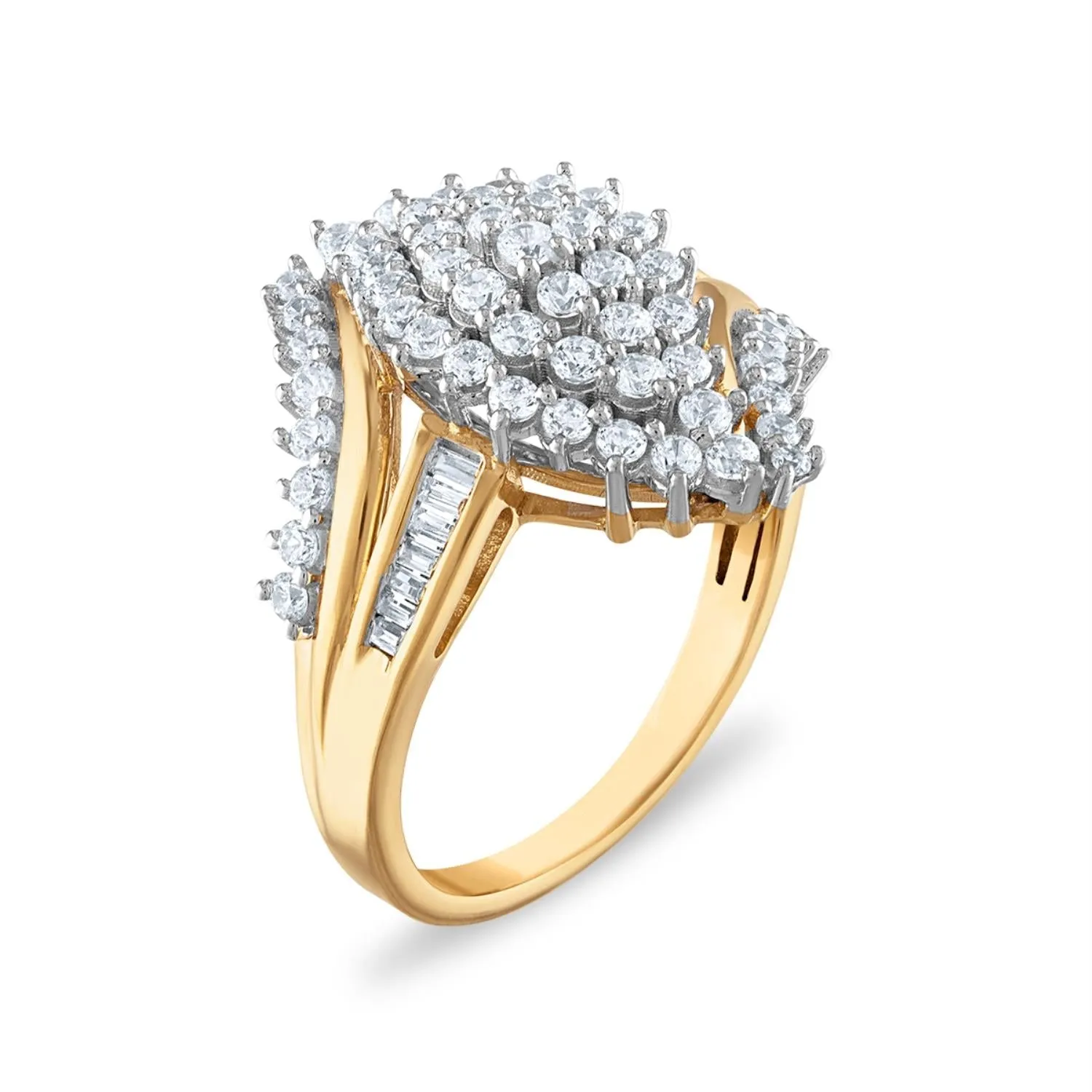 1 CTW Diamond Cluster Ring in 10KT Yellow Gold