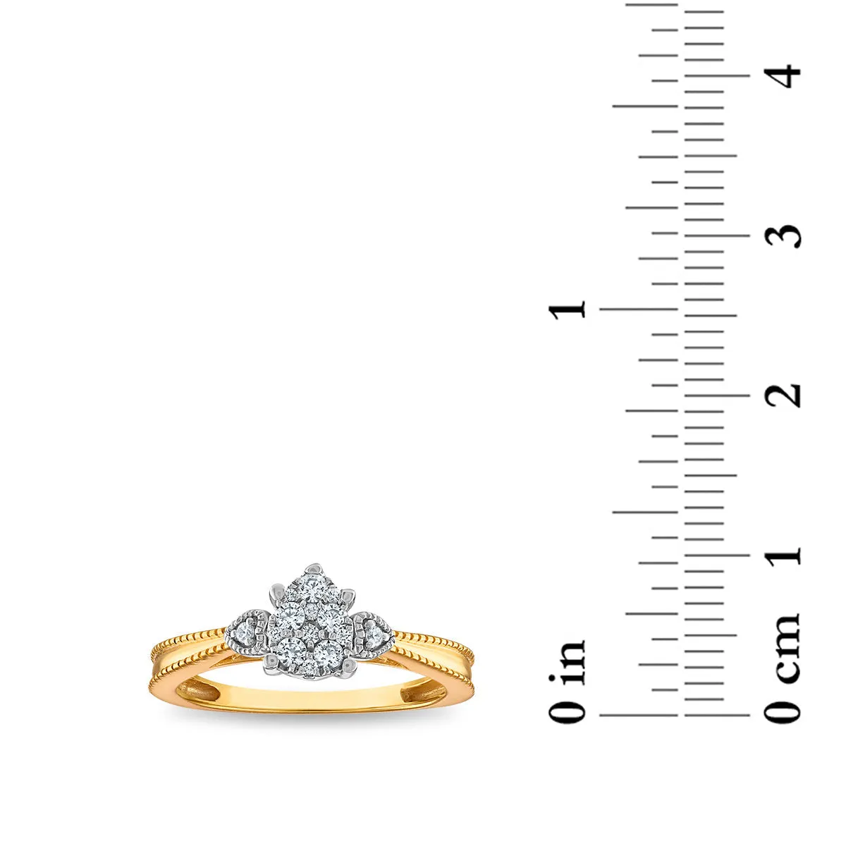 1/5 CTW Diamond Cluster Engagement Pear Shaped Ring in 10KT Yellow Gold