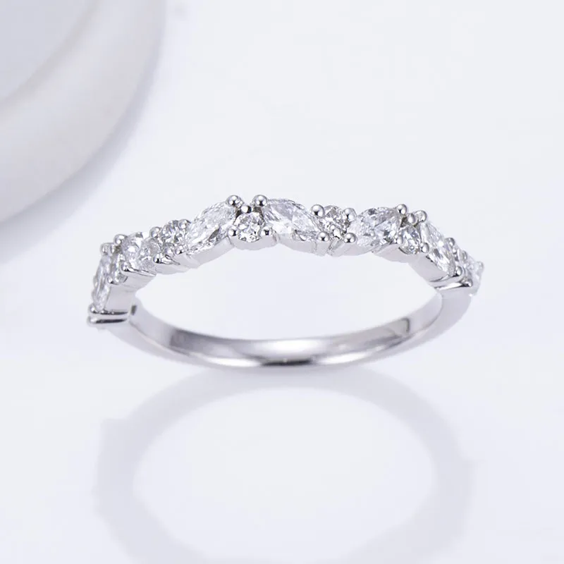 15 Stone Marquise and Round Diamond Gold Band | 0.826 ct