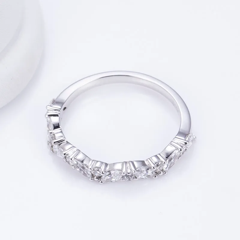 15 Stone Marquise and Round Diamond Gold Band | 0.826 ct