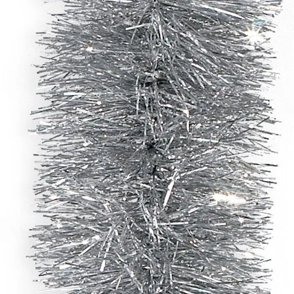 15' Super Plush Silver Tinsel Christmas Garland