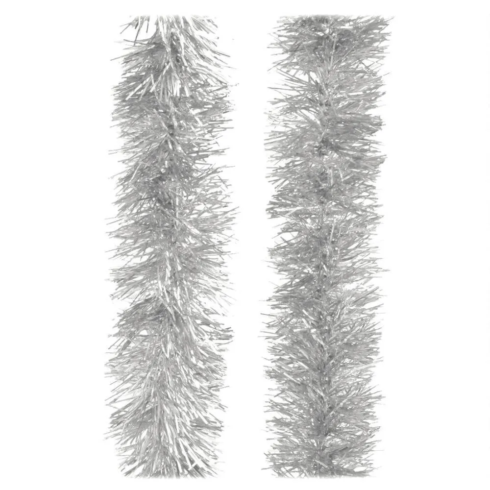 15' Super Plush Silver Tinsel Christmas Garland