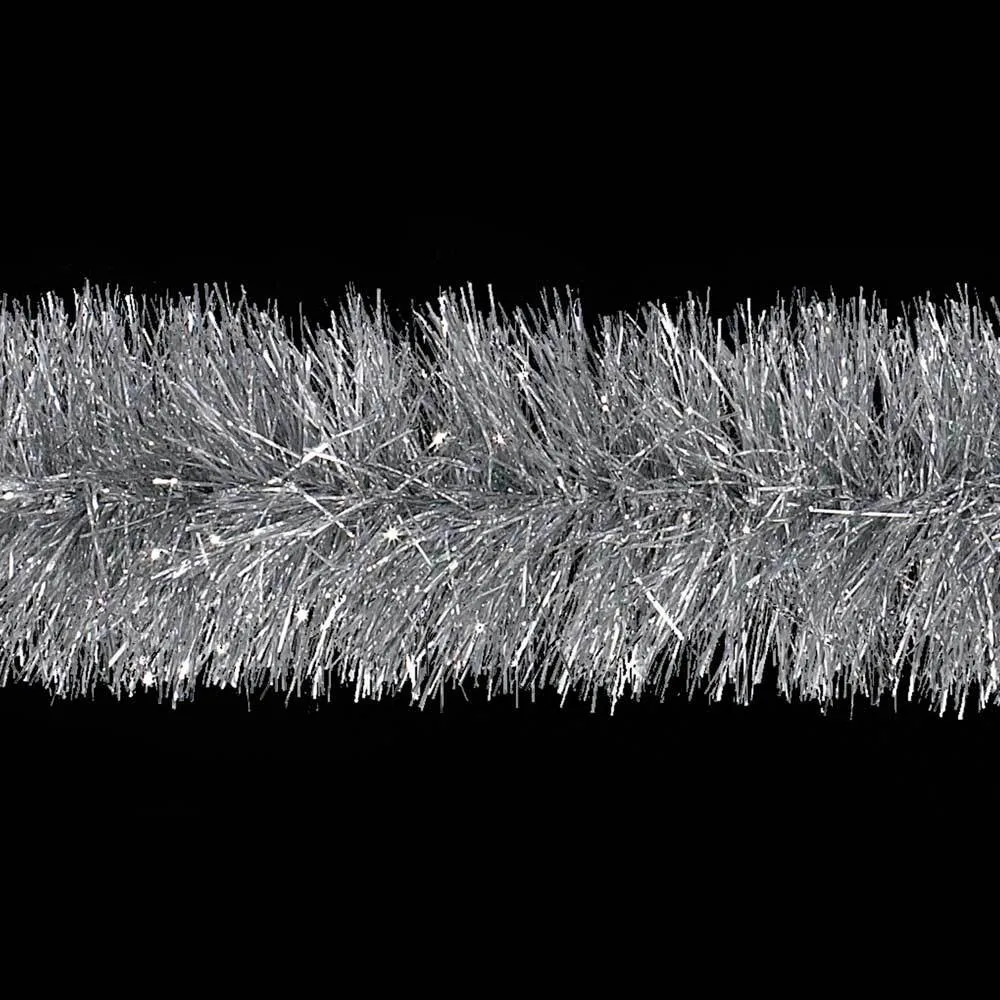 15' Super Plush Silver Tinsel Christmas Garland