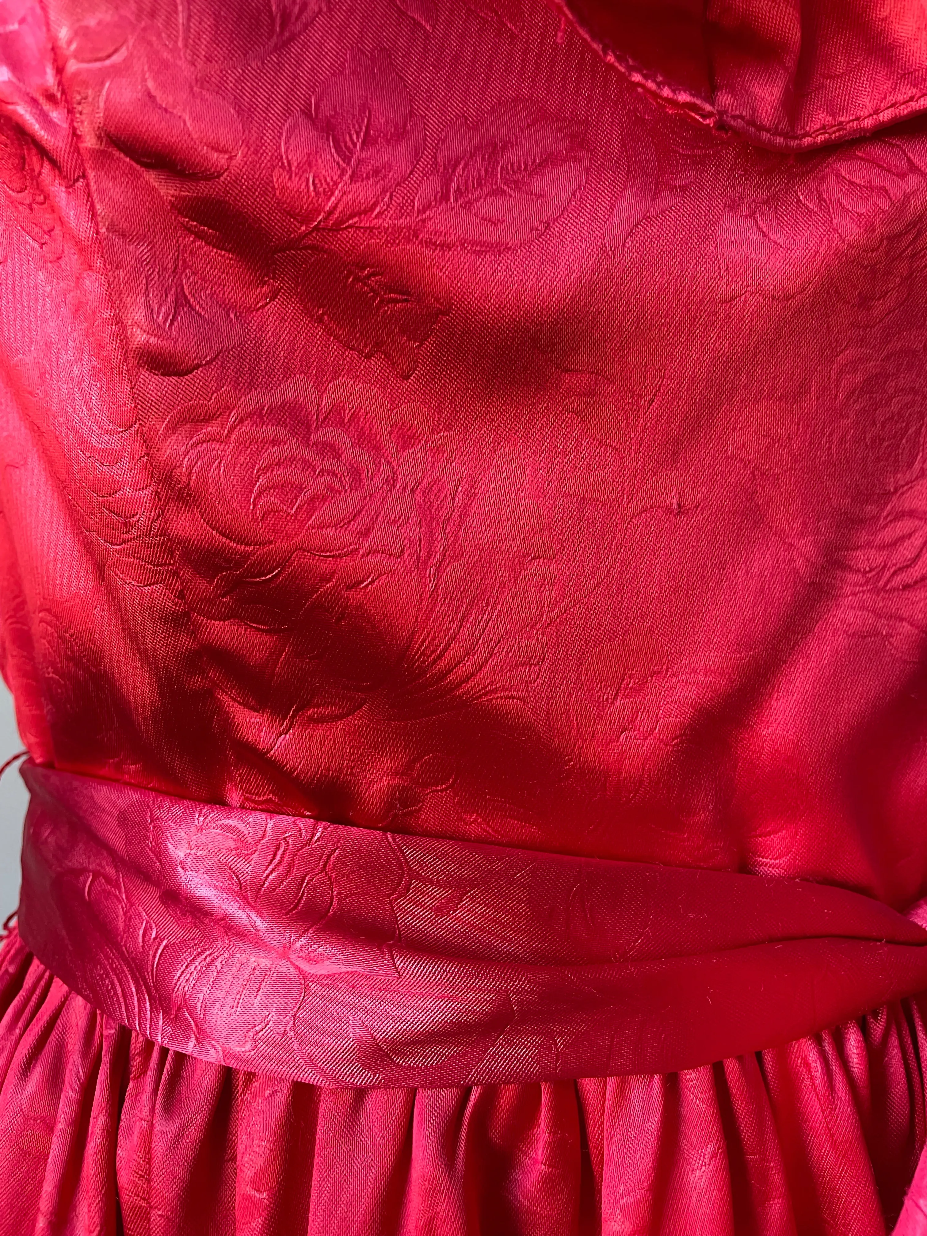 1980s GUNNE SAX Dress Satin Red XS