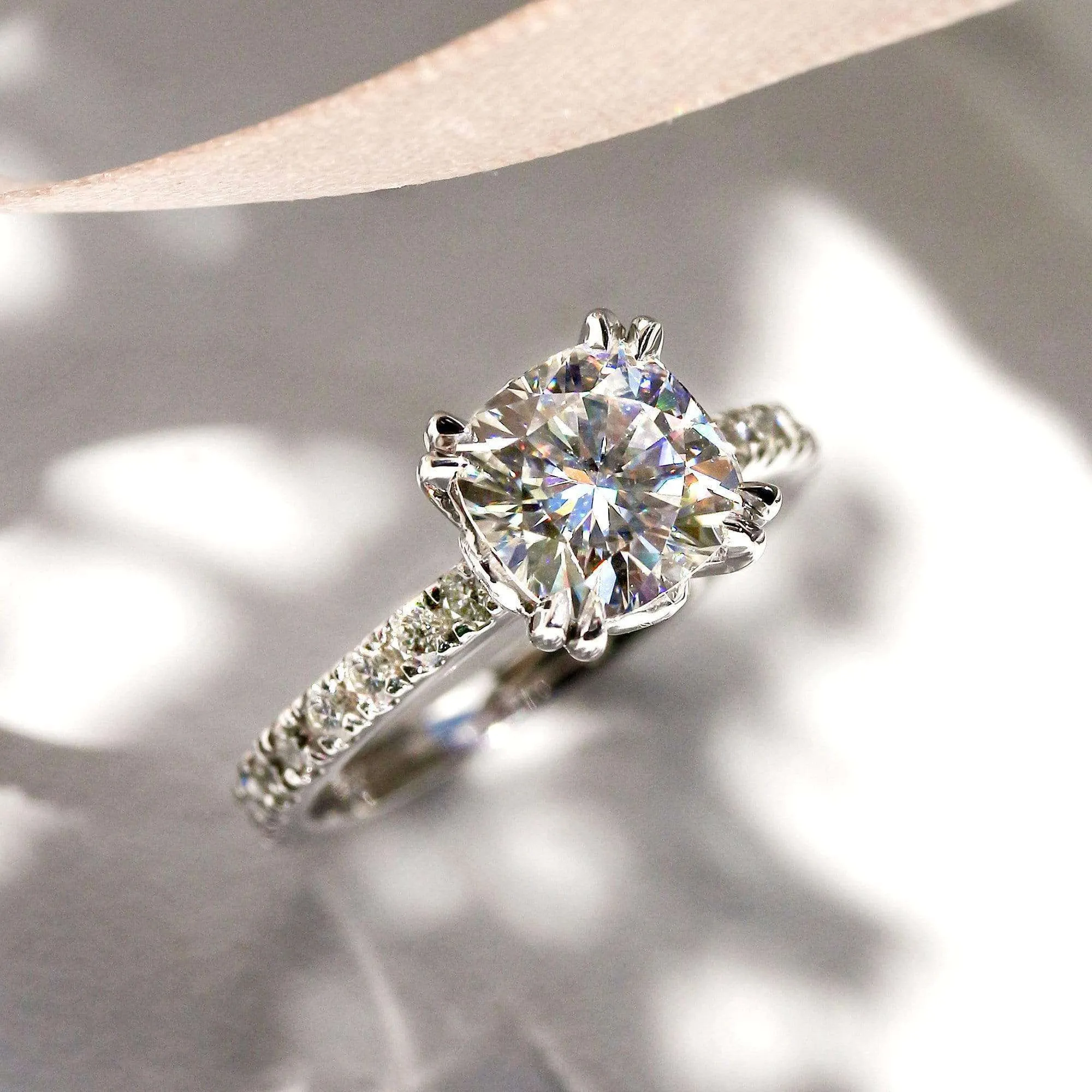 2ct Cushion Forever One Moissanite Ring