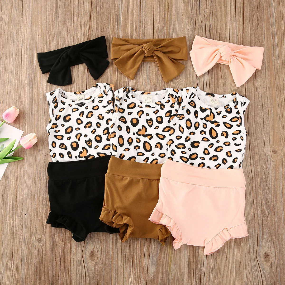 3Pcs Set Leopard Baby Girls