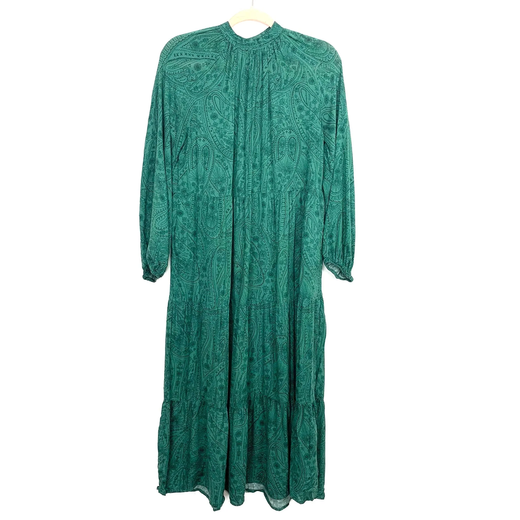 A New Day Green Printed Mock Neck Maxi Dress- Size S