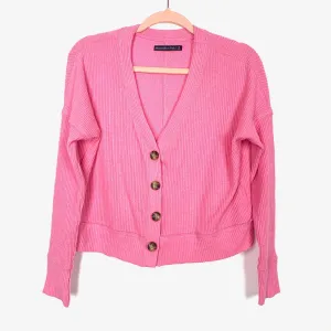 Abercrombie & Fitch Bright Pink Ribbed Button Up Cardigan- Size S