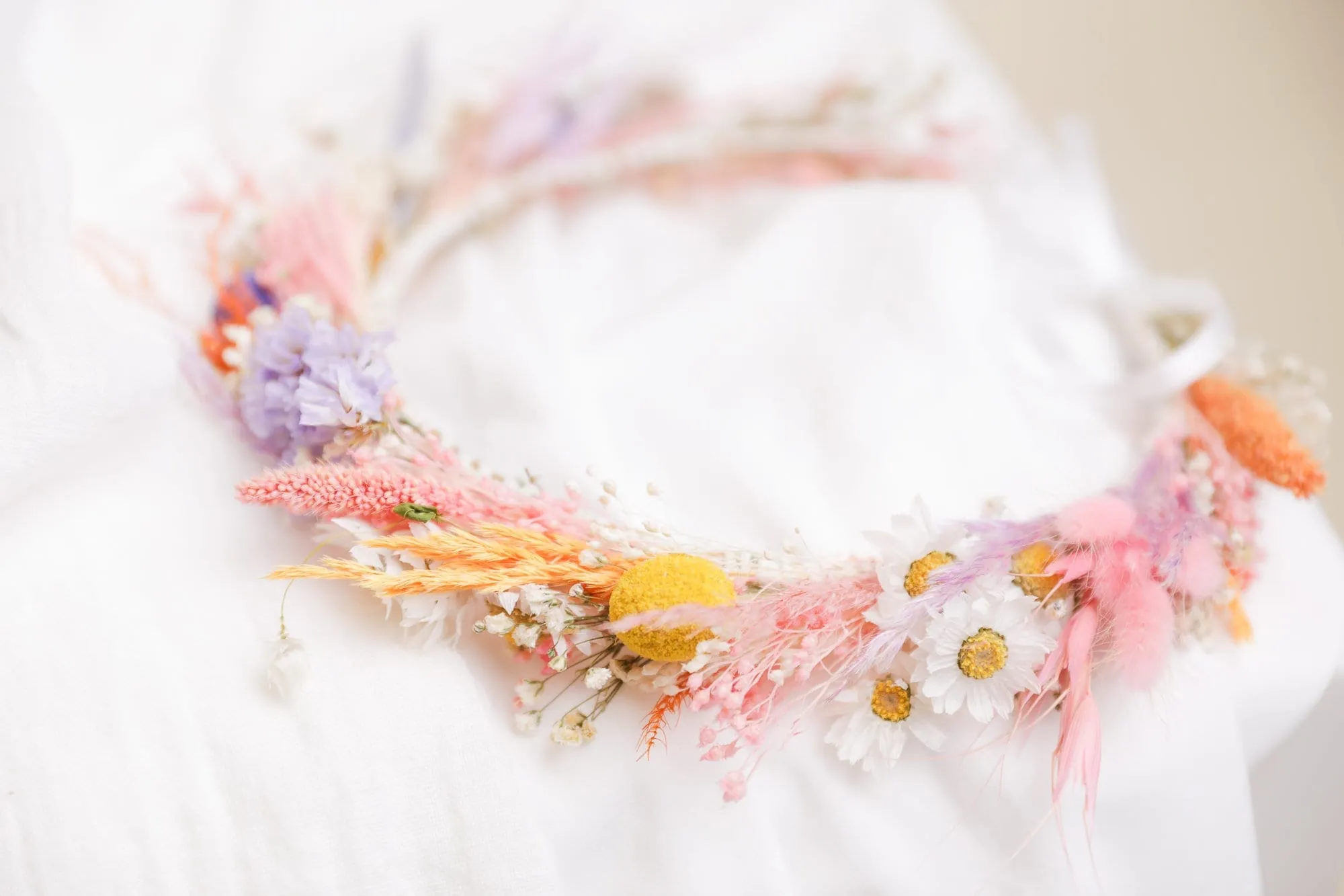 All Pastel Summer and Spring Wildflowers, Dried Daisies, Dried Craspedias, Dried Eucalyptus & Boho Bridal Bouquet Meadow Flowers