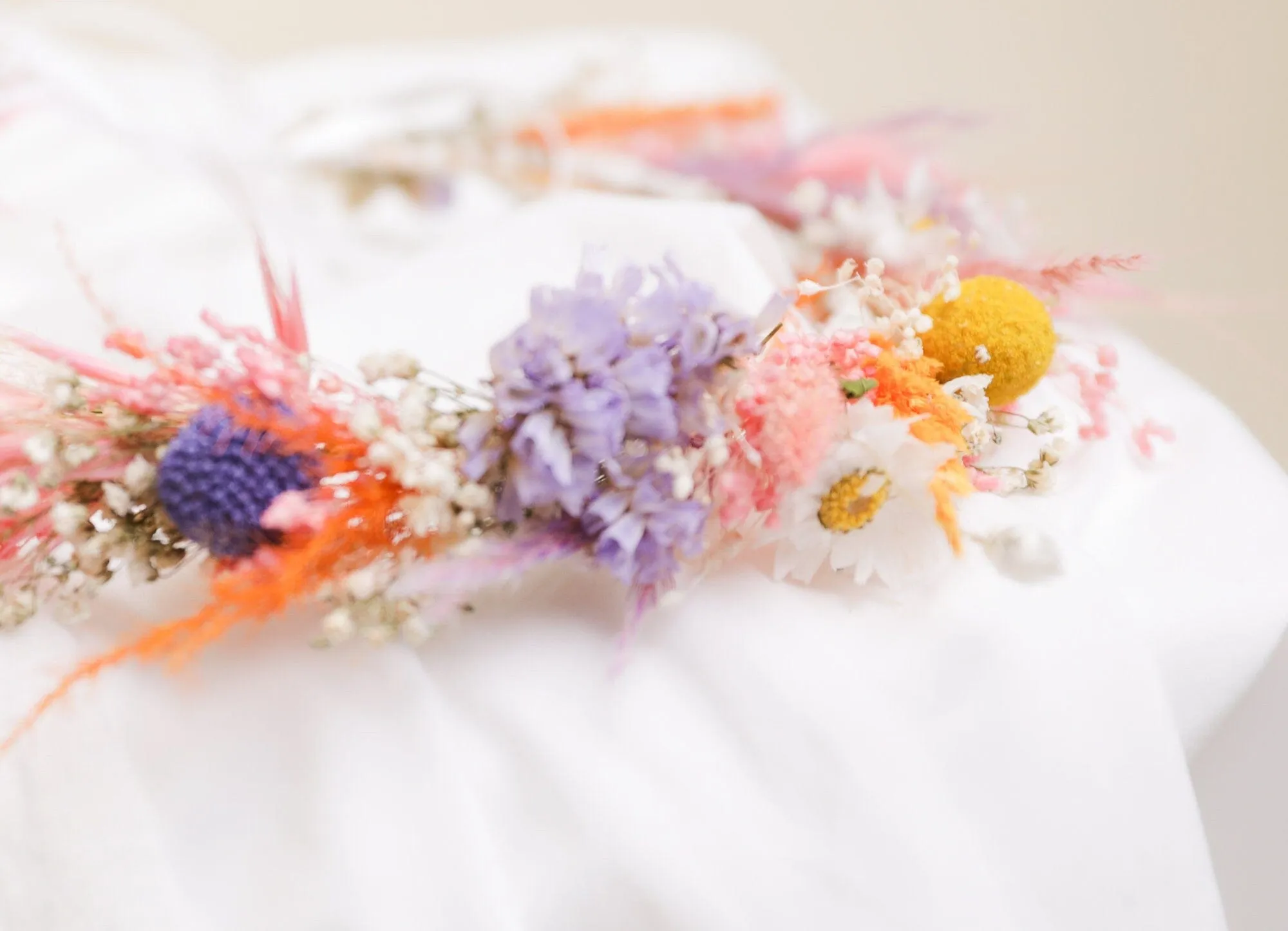 All Pastel Summer and Spring Wildflowers, Dried Daisies, Dried Craspedias, Dried Eucalyptus & Boho Bridal Bouquet Meadow Flowers