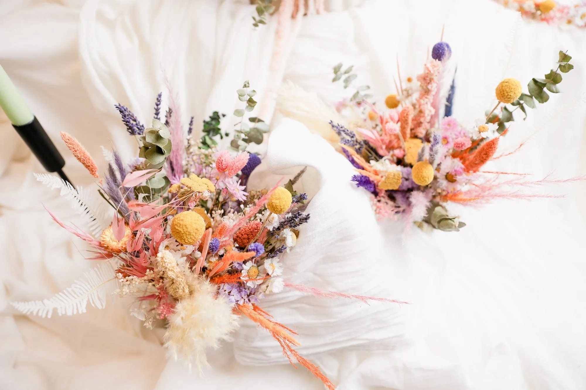 All Pastel Summer and Spring Wildflowers, Dried Daisies, Dried Craspedias, Dried Eucalyptus & Boho Bridal Bouquet Meadow Flowers