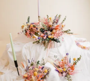 All Pastel Summer and Spring Wildflowers, Dried Daisies, Dried Craspedias, Dried Eucalyptus & Boho Bridal Bouquet Meadow Flowers