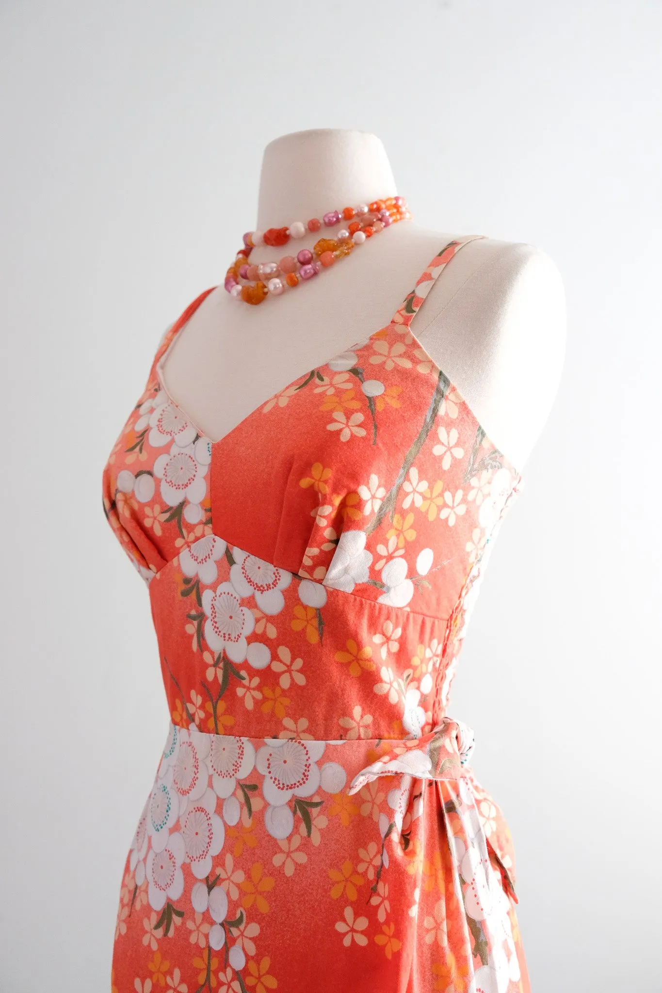 Amazing 1960's Peach Blossom Hawaiian Sarong  Dress / M