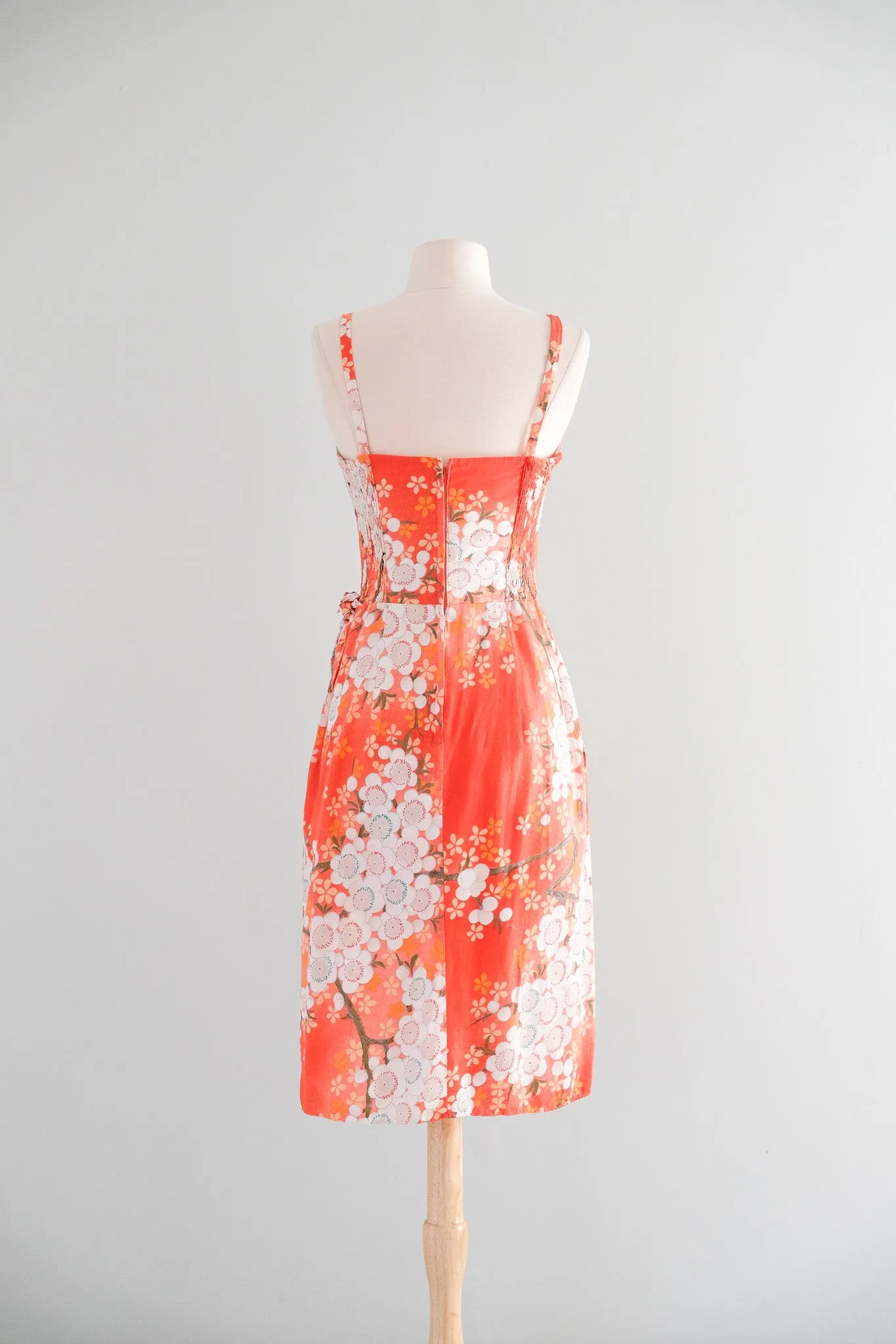 Amazing 1960's Peach Blossom Hawaiian Sarong  Dress / M