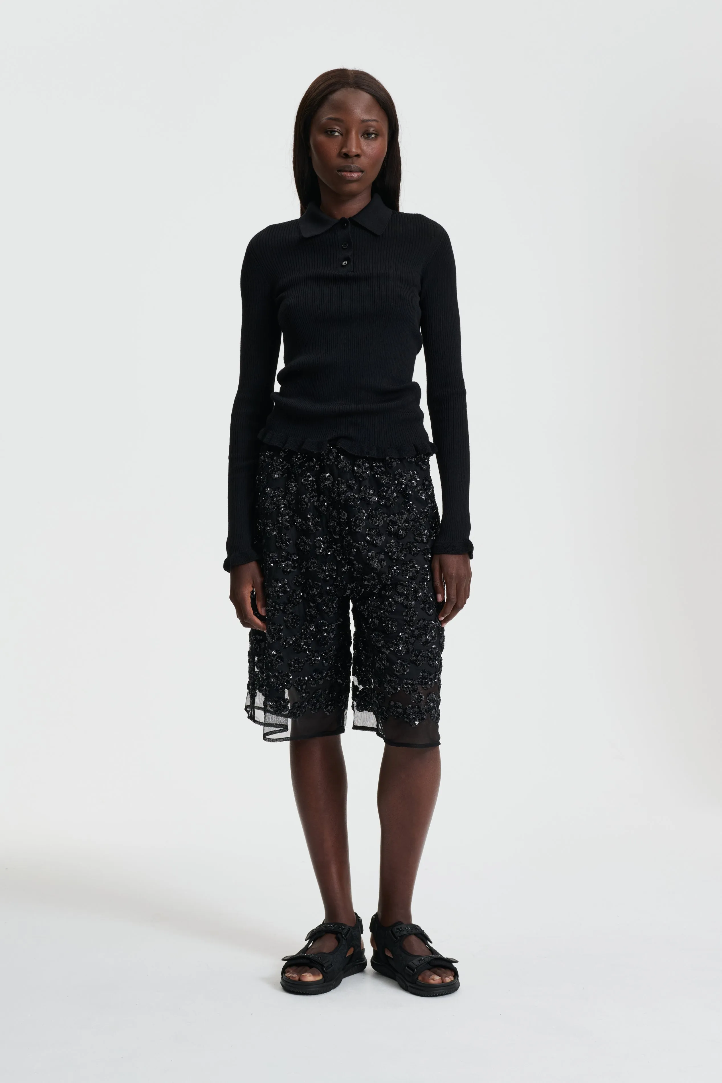 ANGELICA SHORTS UME FLORAL SEQUINS BLACK