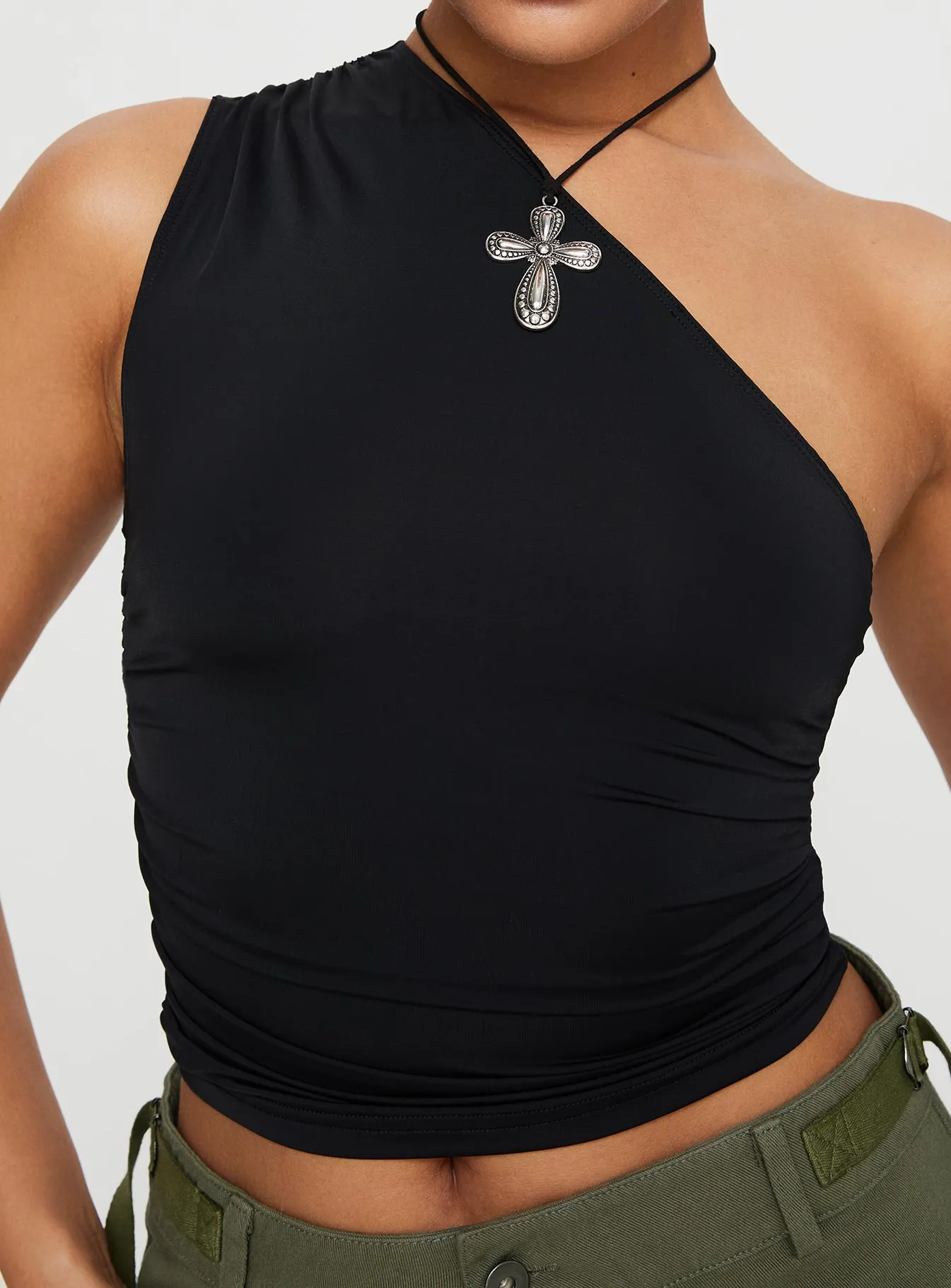 Annem One Shoulder Top Black