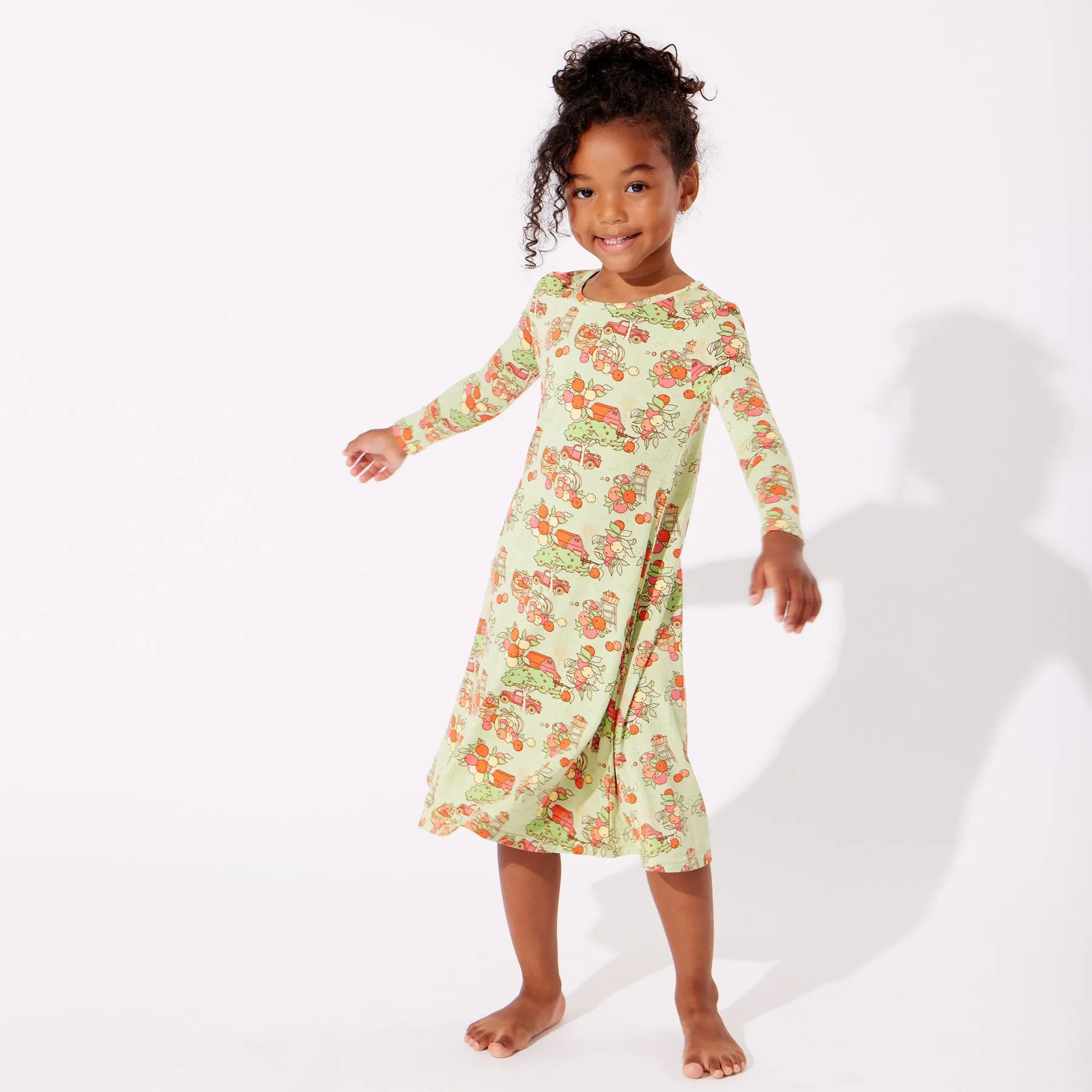 Apple Orchard Bamboo Girls' Long Sleeve Dress