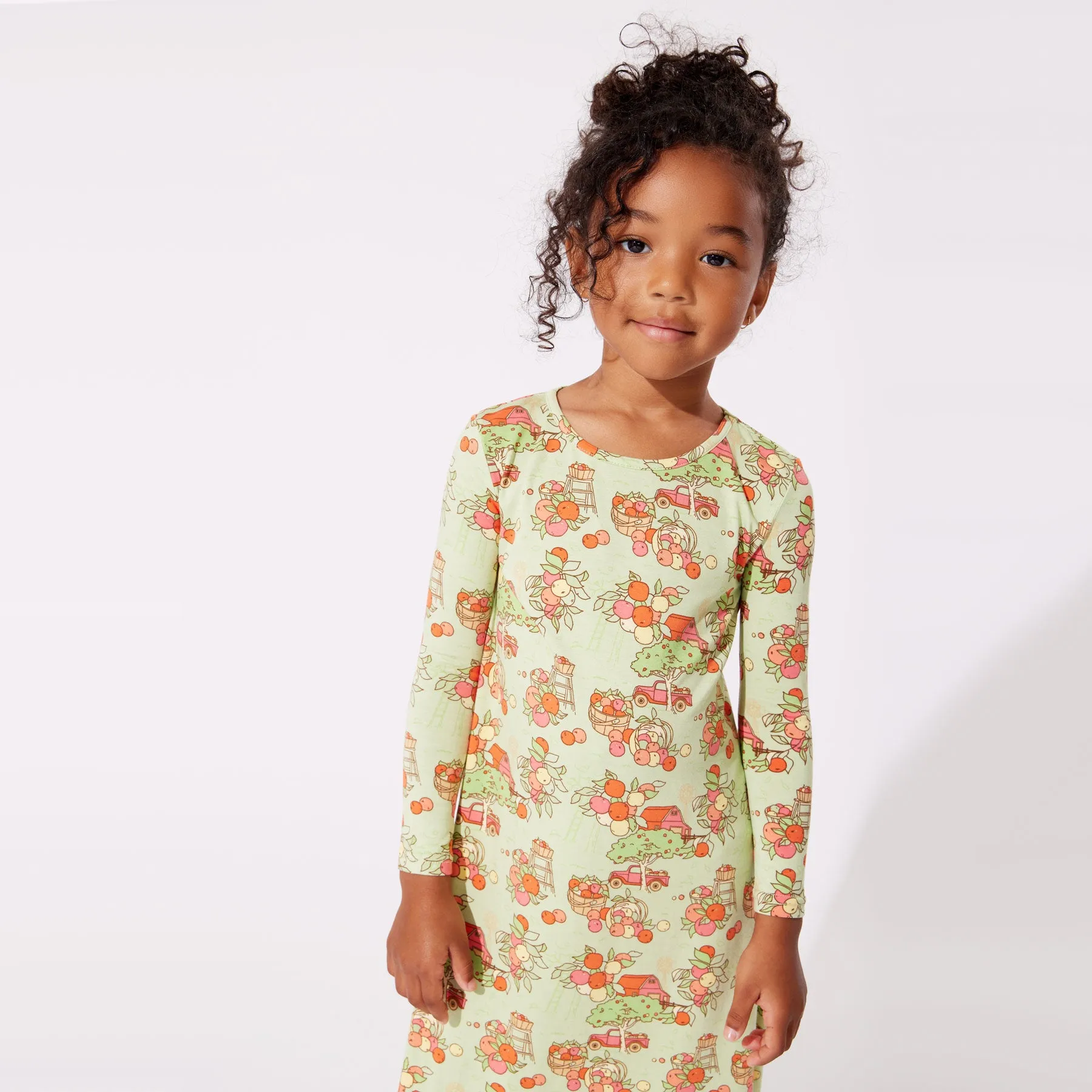 Apple Orchard Bamboo Girls' Long Sleeve Dress