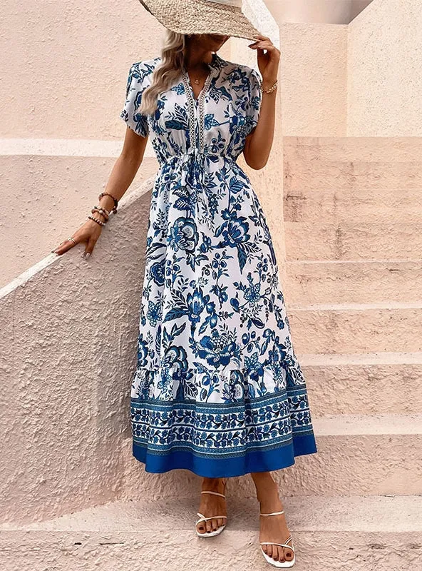 BerryBetty - Bohemian Printed Short Sleeve Dress