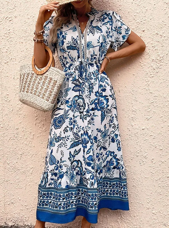 BerryBetty - Bohemian Printed Short Sleeve Dress