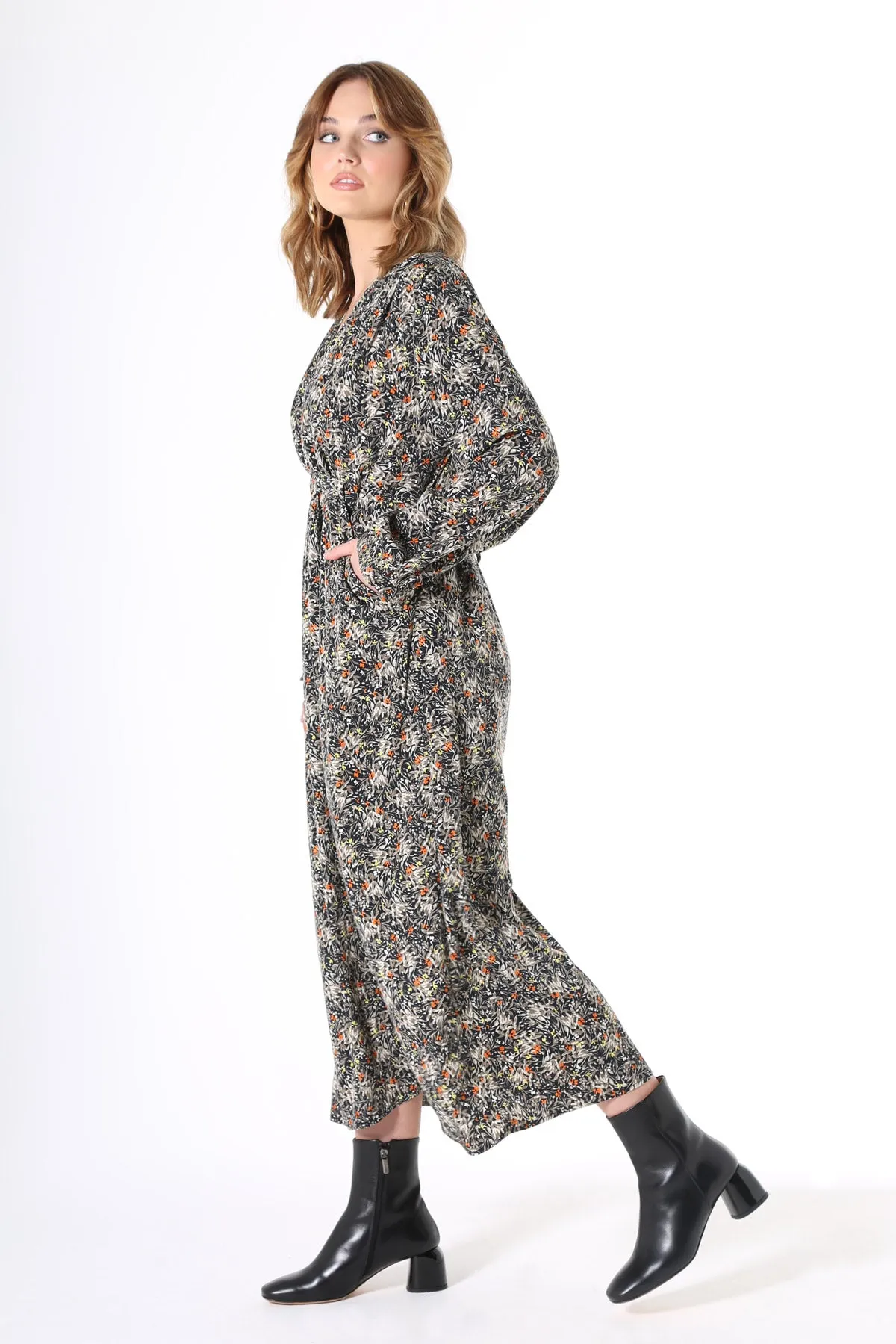 Botanical Tie Dress in Viscose