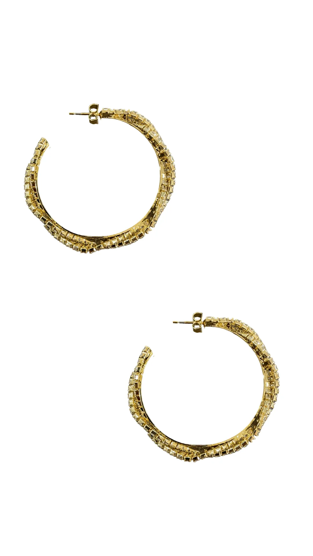 Braided CZ Hoops - Gold