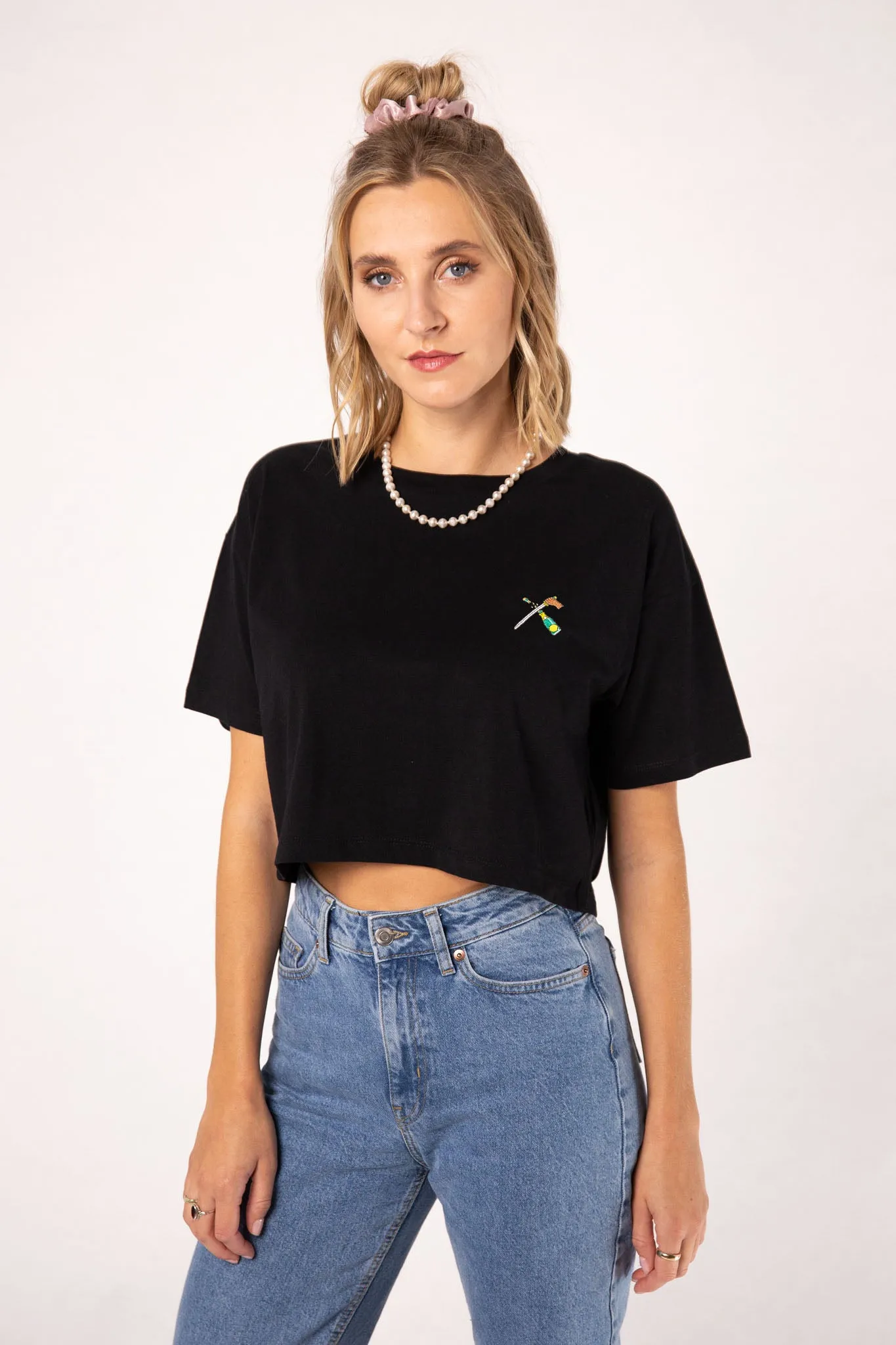 Champagnersäbel | Besticktes Bio Baumwoll Crop Top