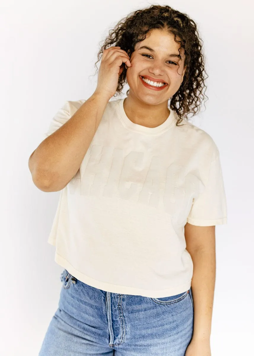 Chicago Collegiate Puff Crop Tee – Ivory