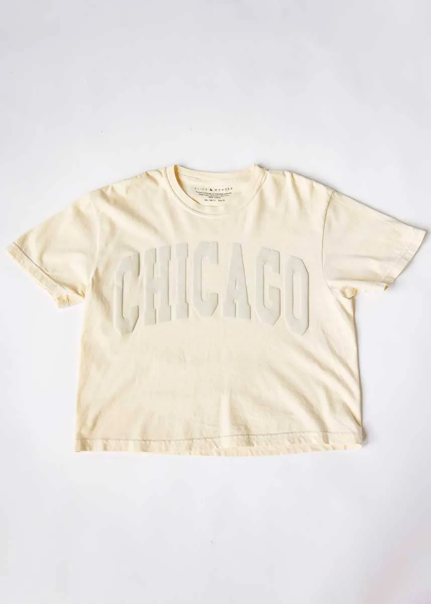 Chicago Collegiate Puff Crop Tee – Ivory