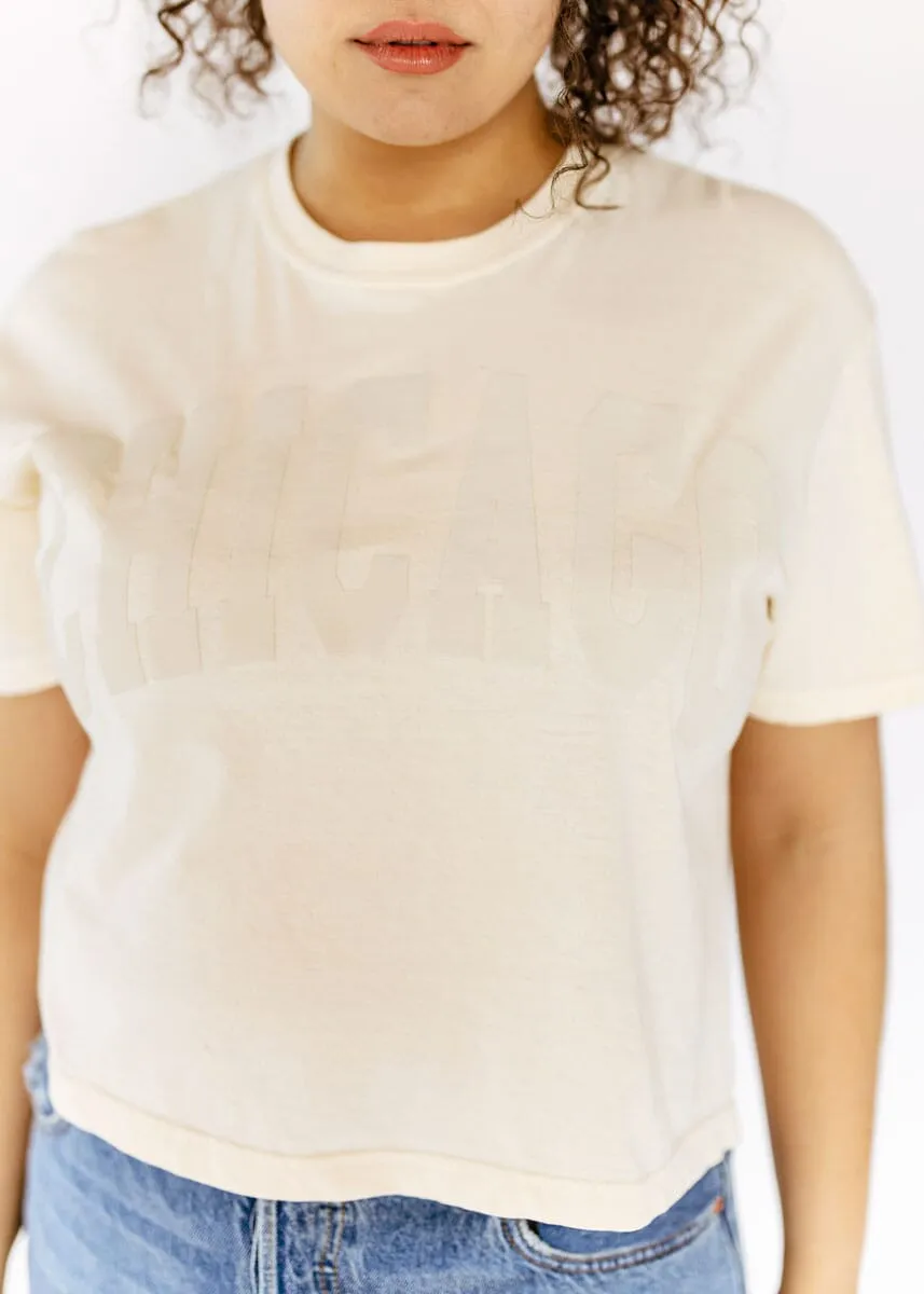 Chicago Collegiate Puff Crop Tee – Ivory