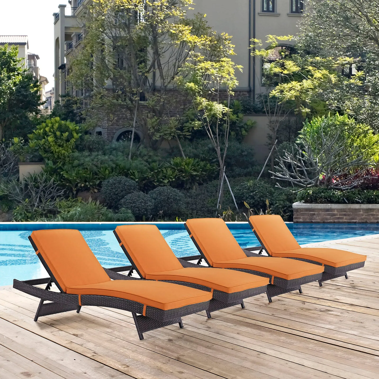 Convene Chaise Outdoor Patio Set of 4 by Modway