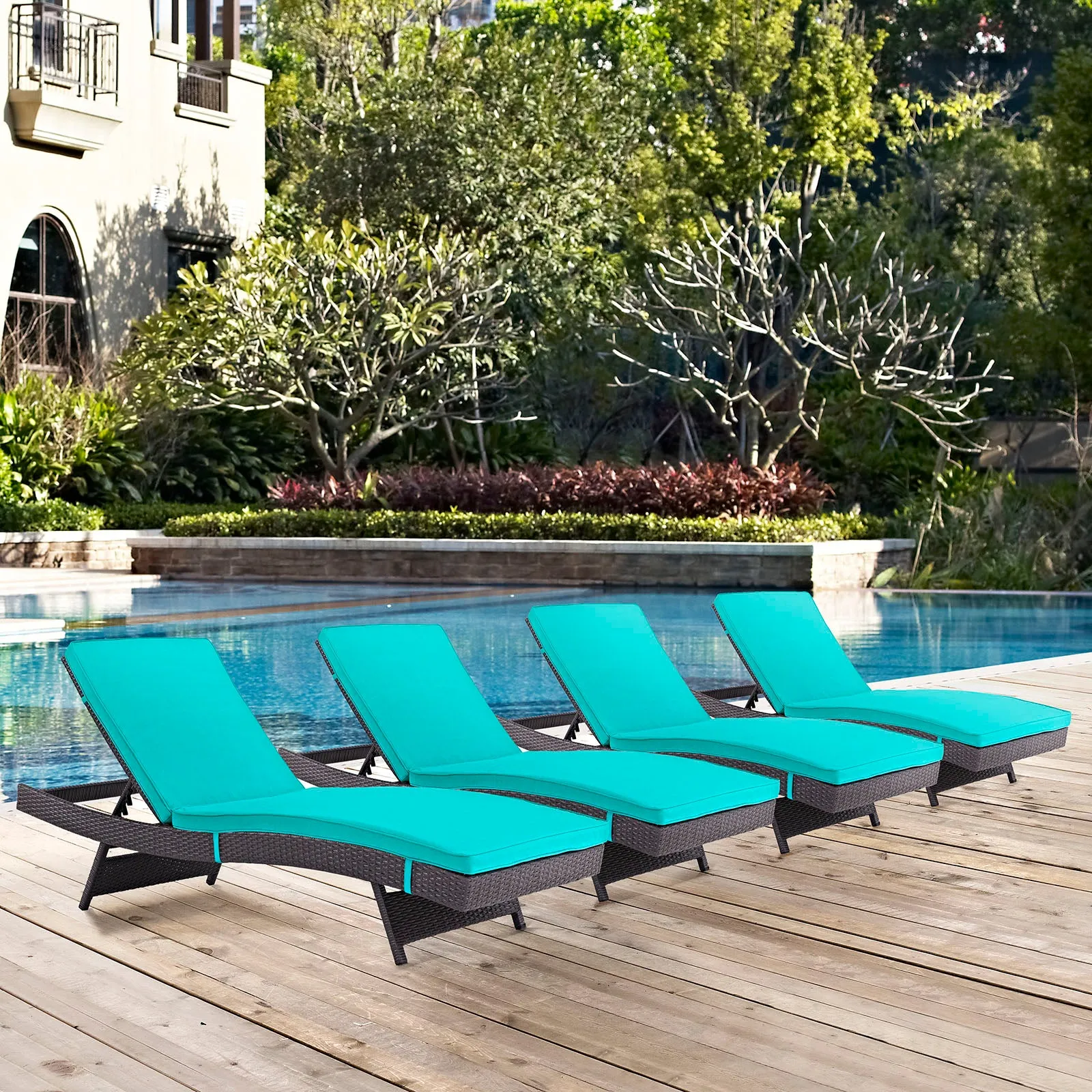 Convene Chaise Outdoor Patio Set of 4 by Modway