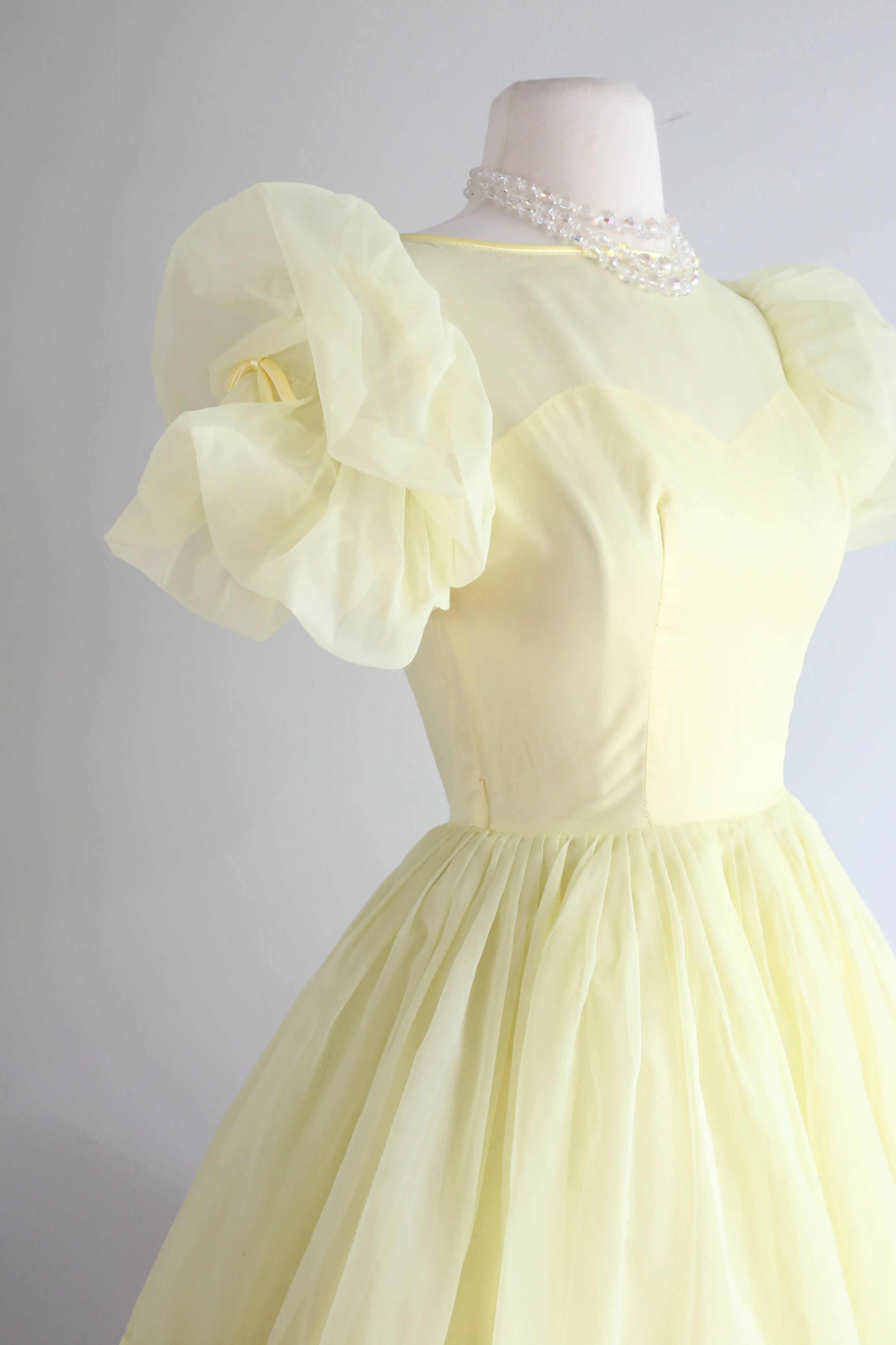 Darling 1960's Lemon Chiffon Cupcake Cutie Party Dress / Small