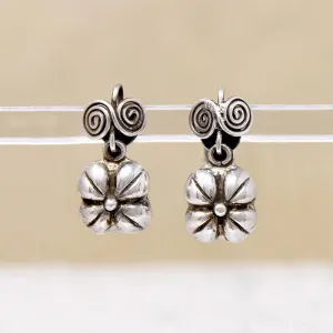 Darling Sterling Silver Flower Drop Earrings