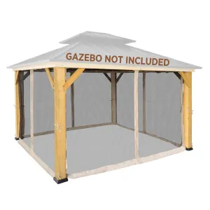 EAGLE PEAK Gazebo Replacement Mosquito Netting 10x12, 4-Panel Screen Sidewalls with Zipper, Black