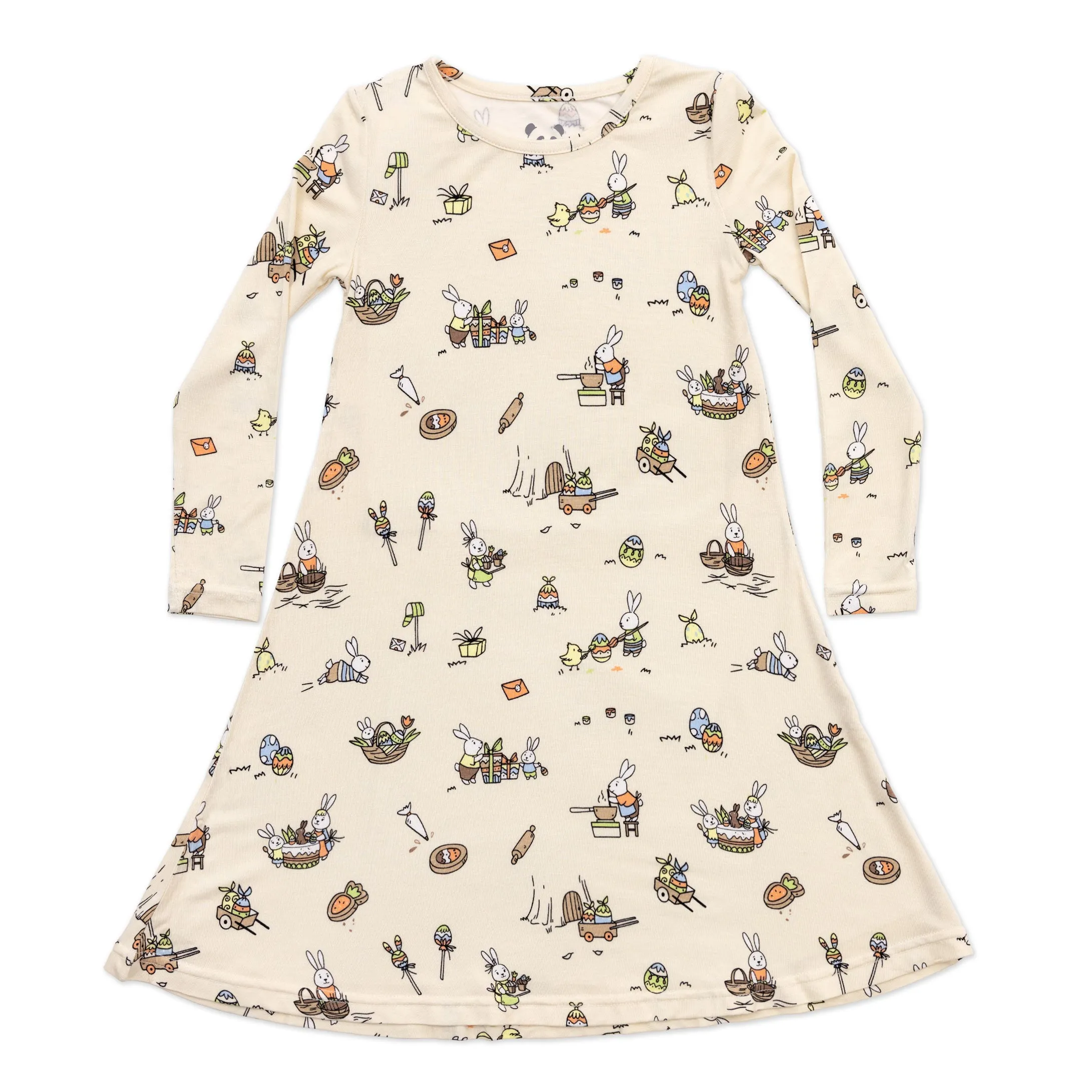 Easter Bunny Workshop Bamboo Girls' Long Sleeve Dress