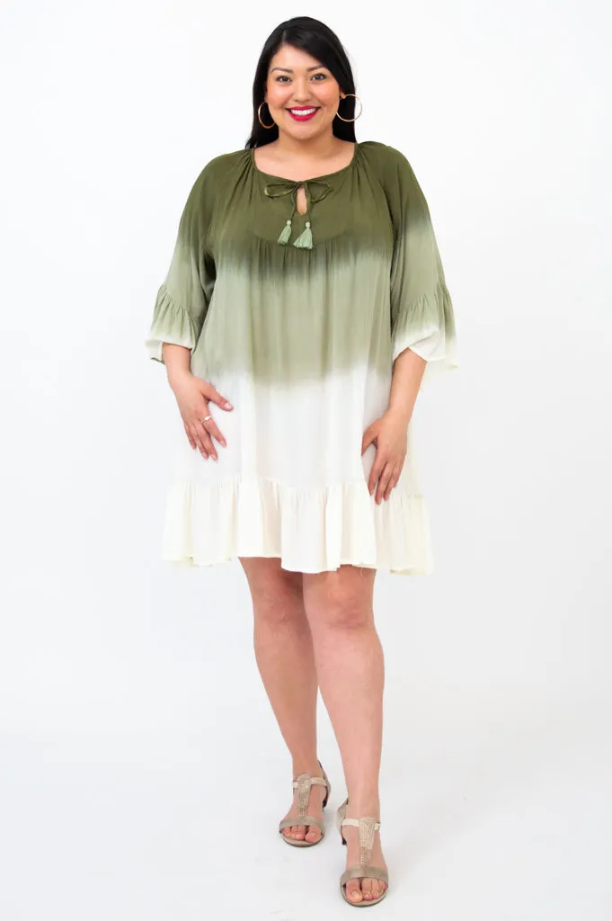 Ellie Dress, Green Dip-Dye