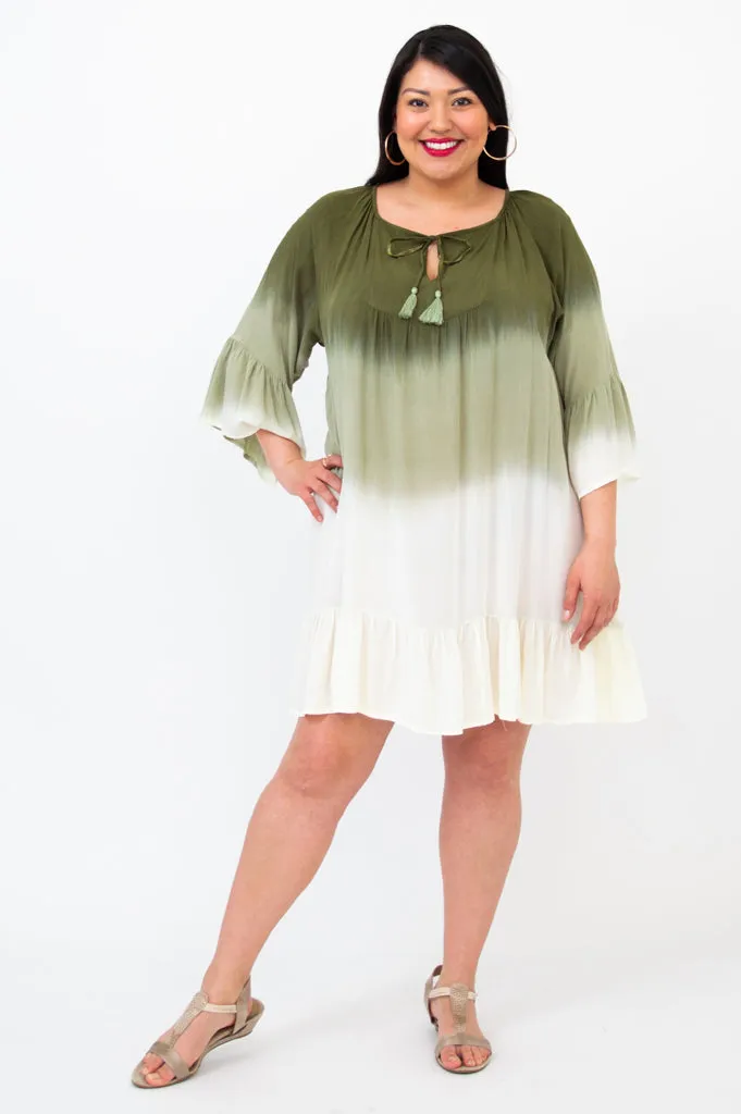 Ellie Dress, Green Dip-Dye