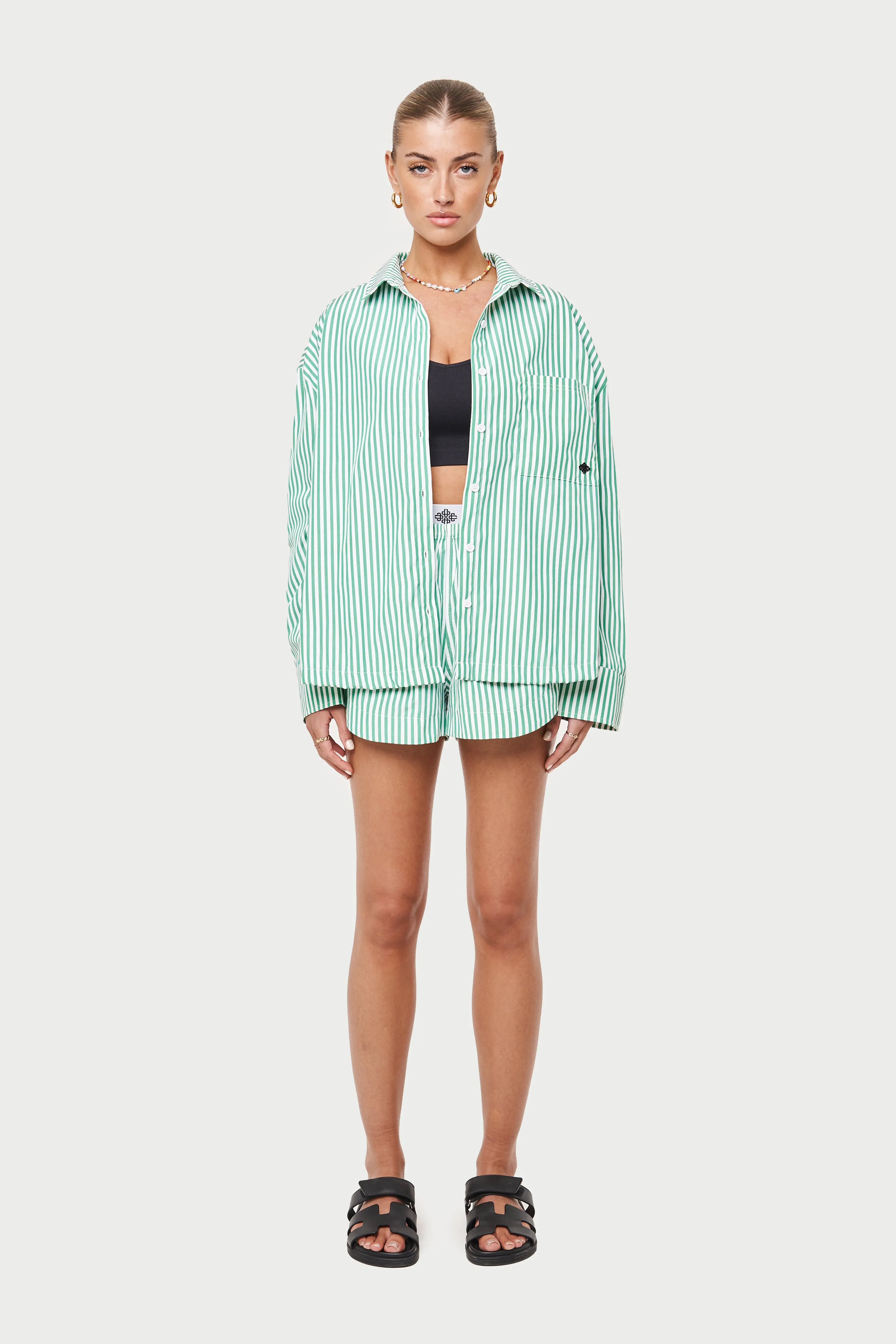 EMBLEM STRIPE SHORTS - GREEN