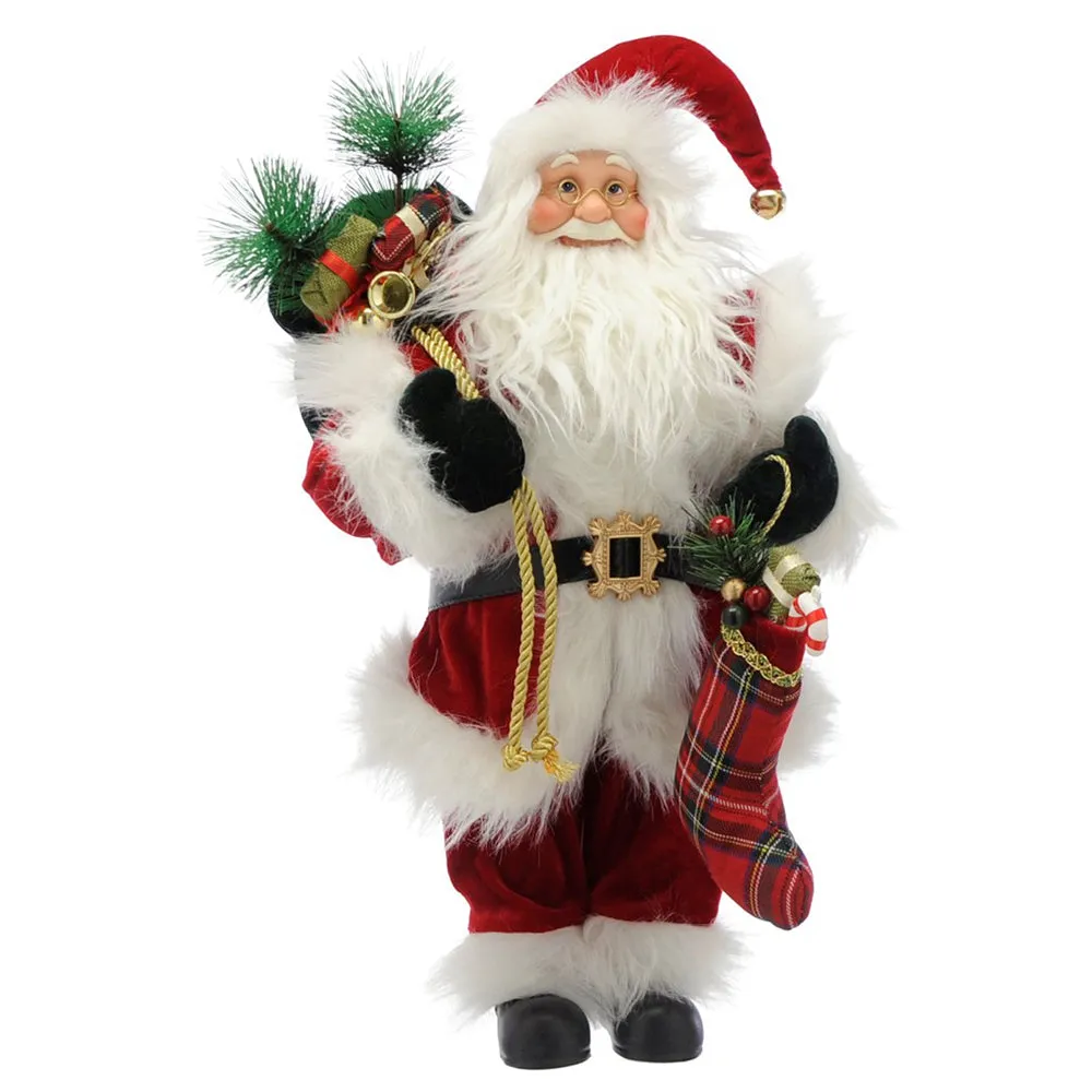 Festive Standing Traditional Santa with Stocking