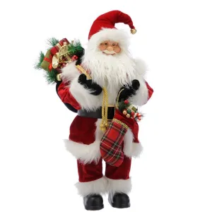 Festive Standing Traditional Santa with Stocking