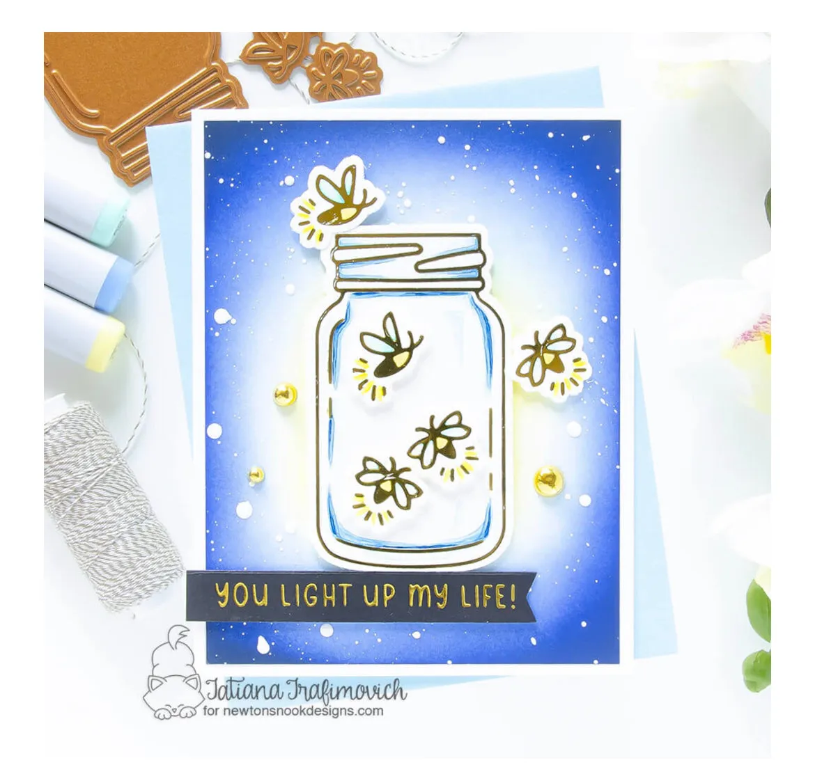 Fireflies hot foil plate and die by newtons nook