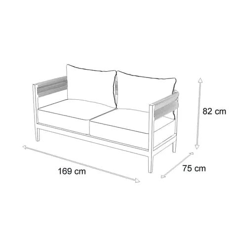 FLOOR STOCK - Pacific 3 Seater in Premium Natural Teak and Stone Check Sunproof All Weather Fabric