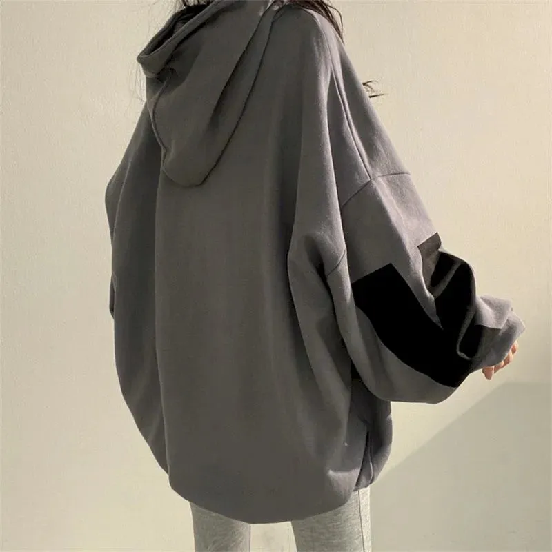 Getadme Fashion Letter Printing Hoodies Women Spring Autumn Thin Street Sports Loose Large Size Casual Hooded Pullover Womens Tops