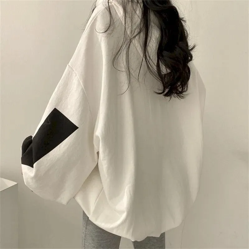 Getadme Fashion Letter Printing Hoodies Women Spring Autumn Thin Street Sports Loose Large Size Casual Hooded Pullover Womens Tops