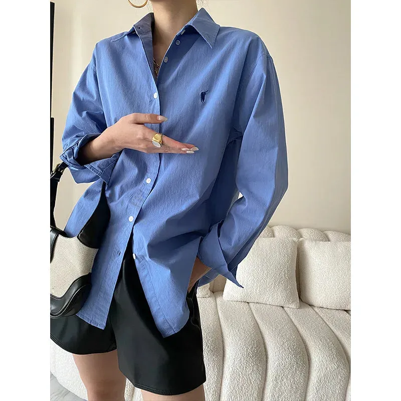 Getadme French original embroidery shirt loose design commuting early spring new style tops