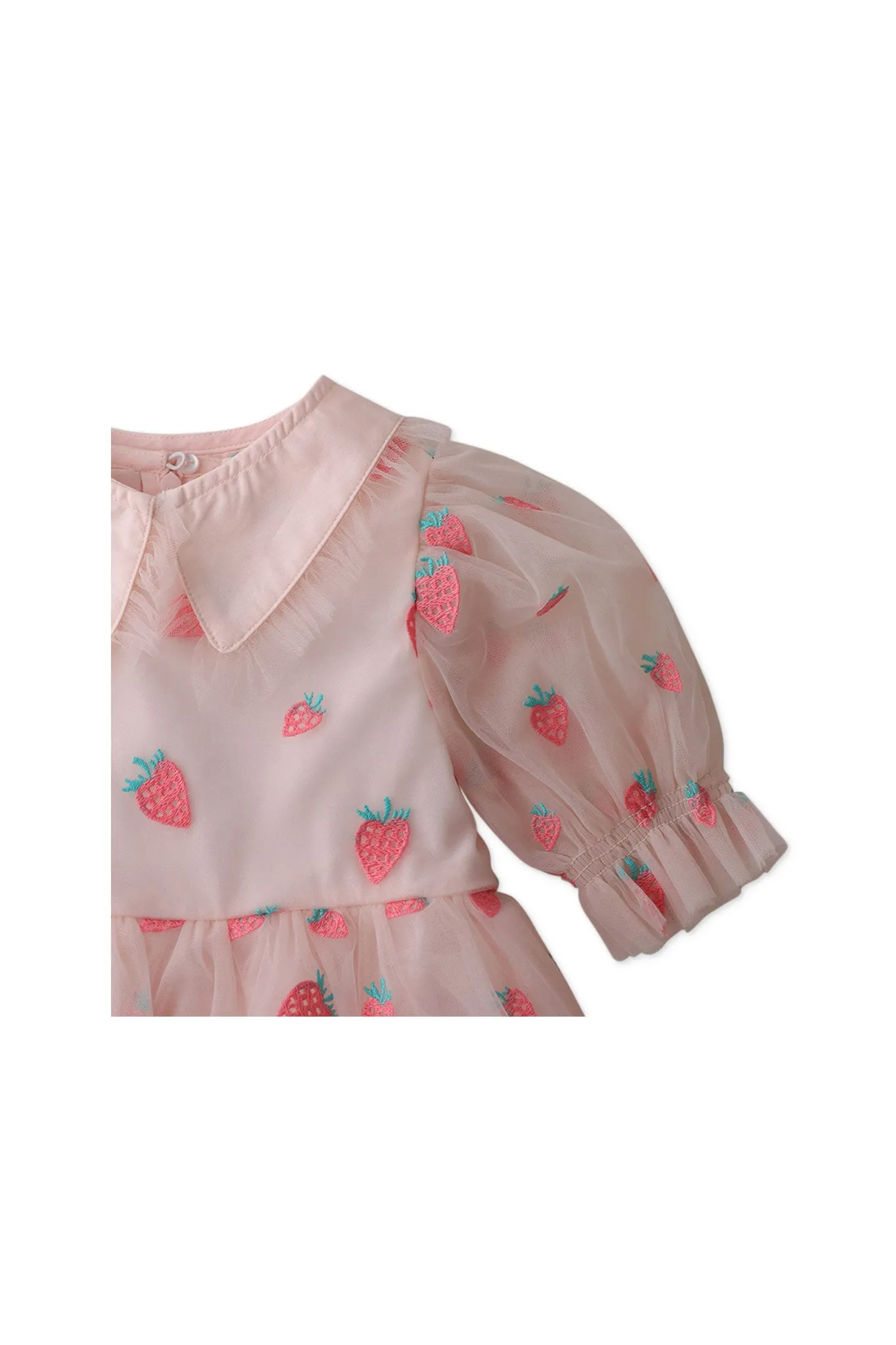 Gingersnaps Strawberry Embro on Tulle Dress  W/Detachable Collar