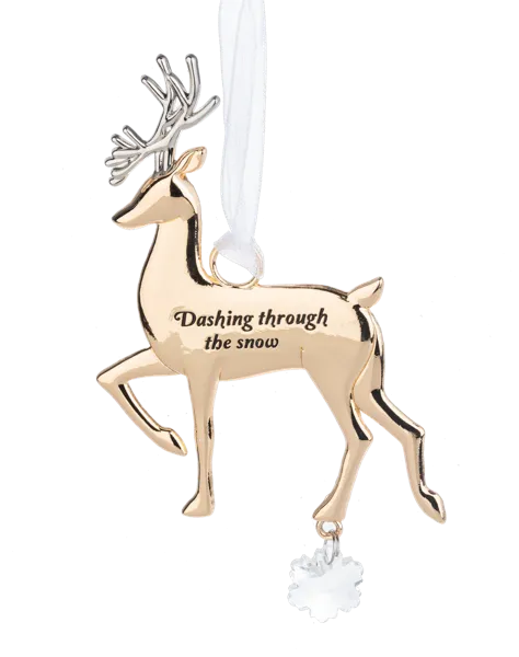 Gold Reindeer Ornament - Dashing Through The Snow