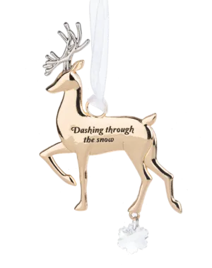 Gold Reindeer Ornament - Dashing Through The Snow