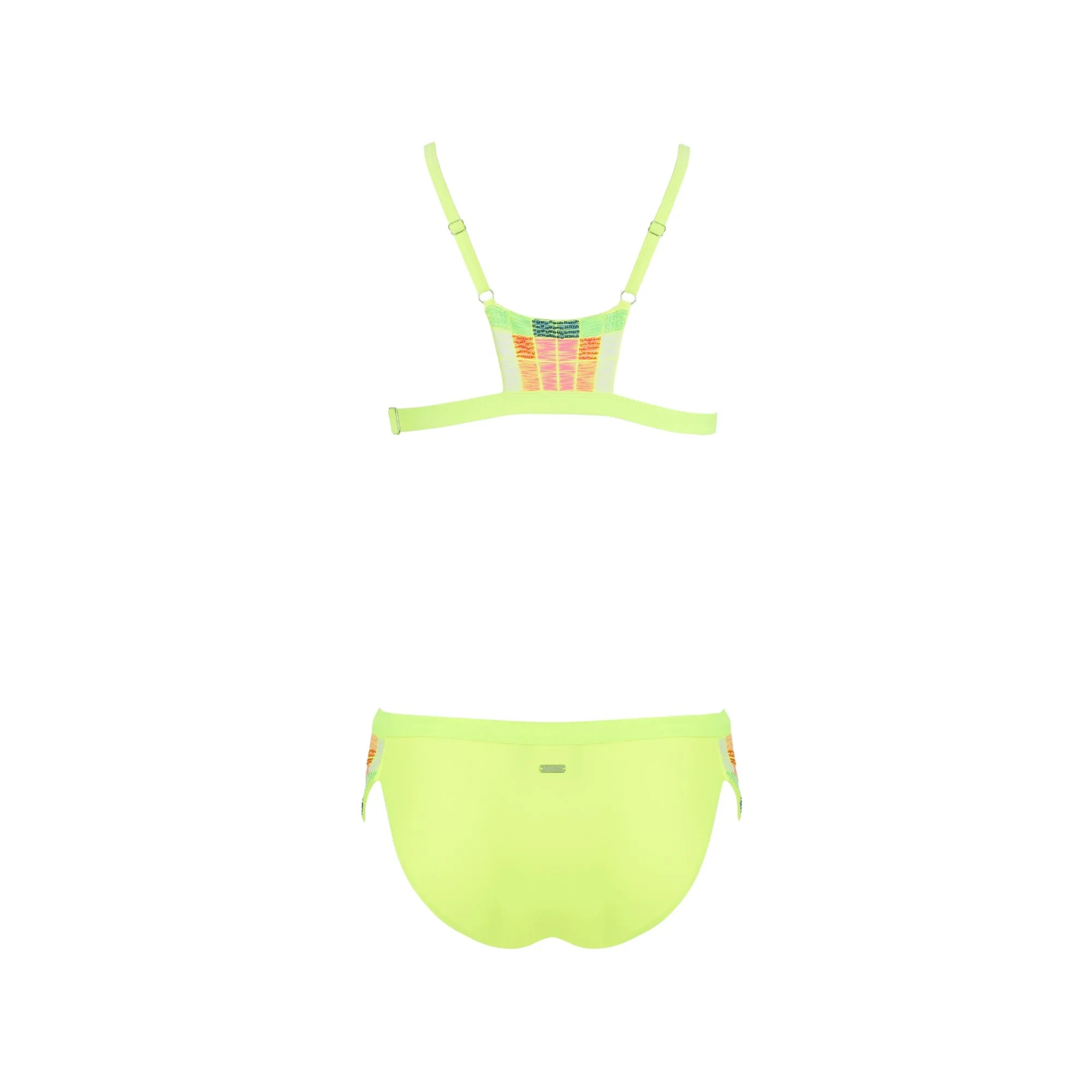 Gourami White Label Tribal Embroidery Bikini - Neon Yellow